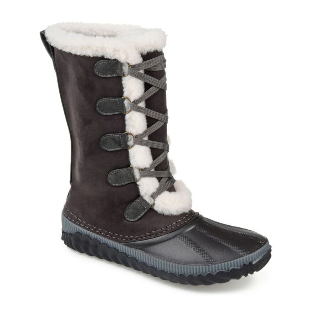 JOURNEE COLLECTION Womens Gray Two-Toned Insulated Waterproof Snow Boots 6